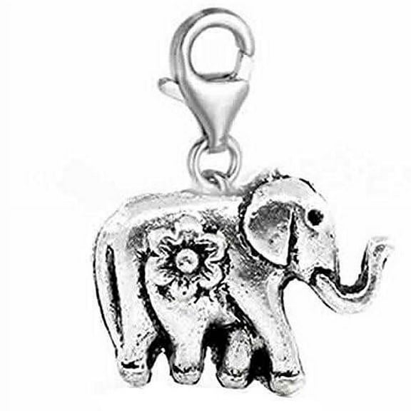 Clip on Circus Elephant Charm Dangle Pendant for European Clip on Charm Jewelry w/ Lobster Clasp
