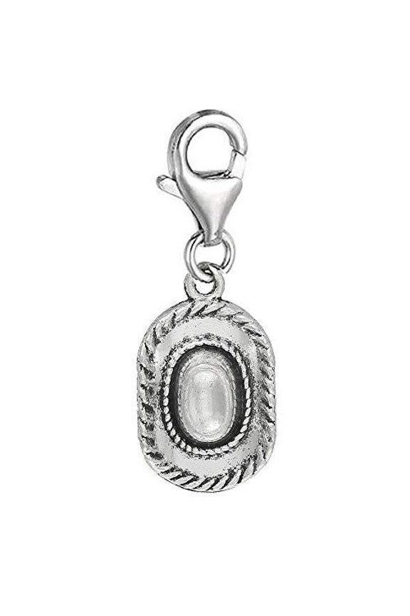 Clip on Cowboy Hat Charm Dangle Pendant for European Clip on Charm Jewelry w/ Lobster Clasp