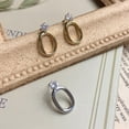thumbnail image 1 of [Clip on] Cubic and Gold Silver Oval Stud Clip on Earrings, 1 of 7