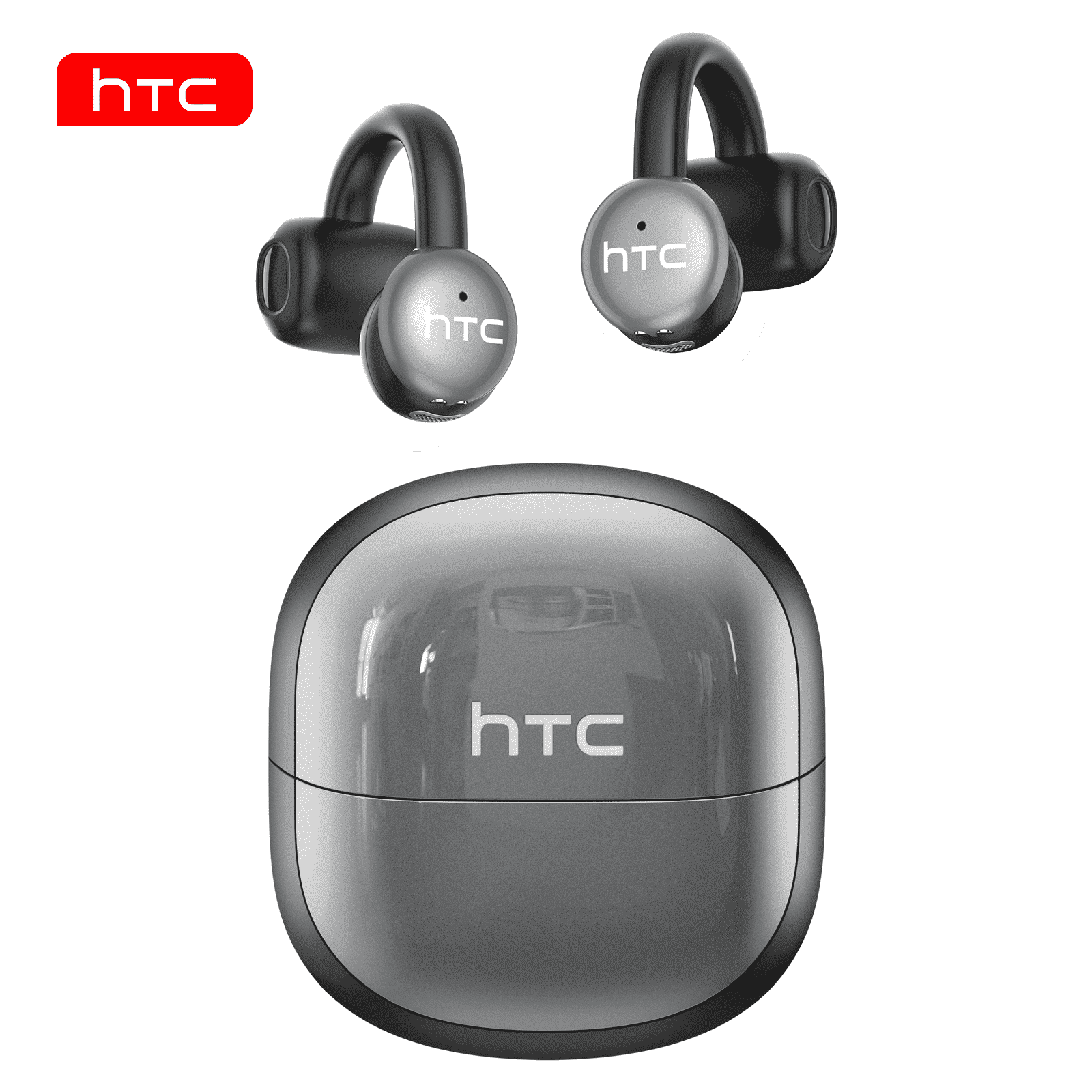 NE15 Clip-on Earbuds, AI Real-Time Translation Wireless, Open Ear Bluetooth 6.0, 130+ Languages, IPX5 Waterproof for Travel/Gym,Type-C Fast Charge, Black