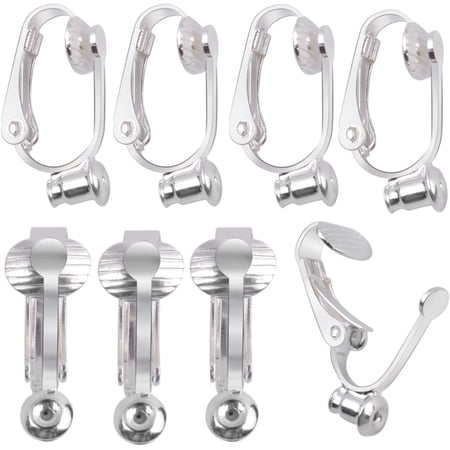 Clip-on Earring Converter, 20 Pieces Earring Clip Converter Components Findings with Post for Non-Pierced Ears Jewellery Making - Silver Color