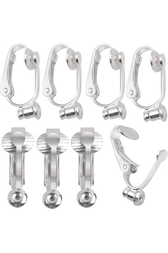 Clip-on Earring Converter, 20 Pieces Earring Clip Converter Components Findings with Post for Non-Pierced Ears Jewellery Making - Silver Color
