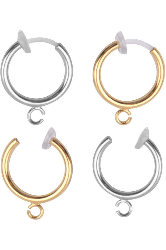 Clip-on Earring Converter, 20 Pieces Non Piercing Earrings Hoop Earrings Components Pour Earring Making, Sliver and Gold