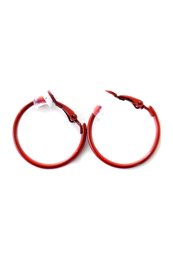 Clip-on Earrings 1 inch Brown Hoop Earrings No Post