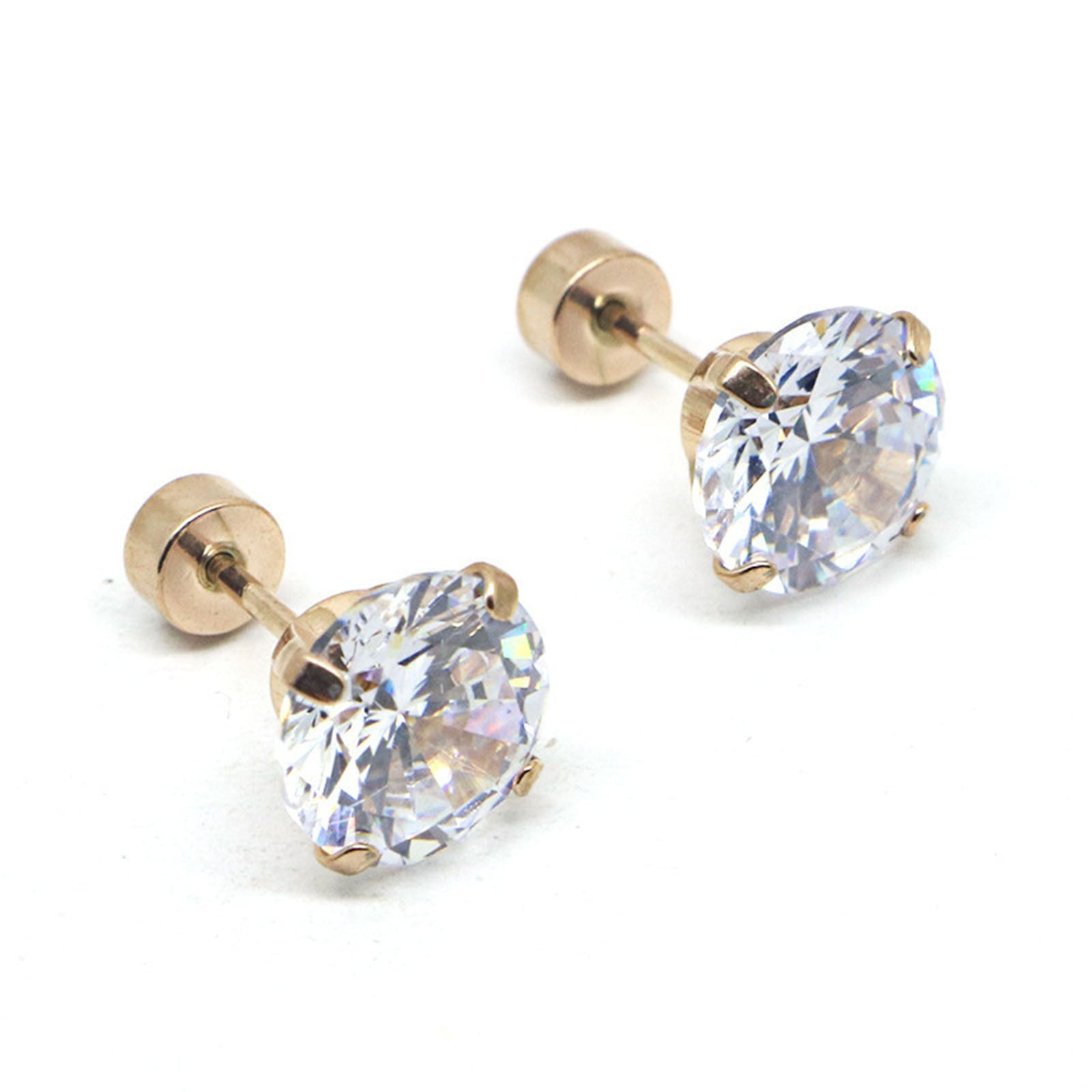 Clip on Earrings Dangling 316 Stainless Steel Four Inset Zircon Small