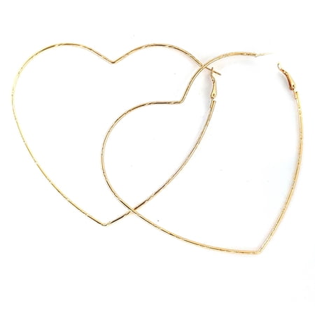 Extra Large Gold Heart Earrings 4 inch Heart Hoops