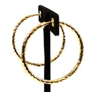 Clip-on Earrings Gold Brass Tone Swirl Clip Hoop Earrings 2 inch Approx