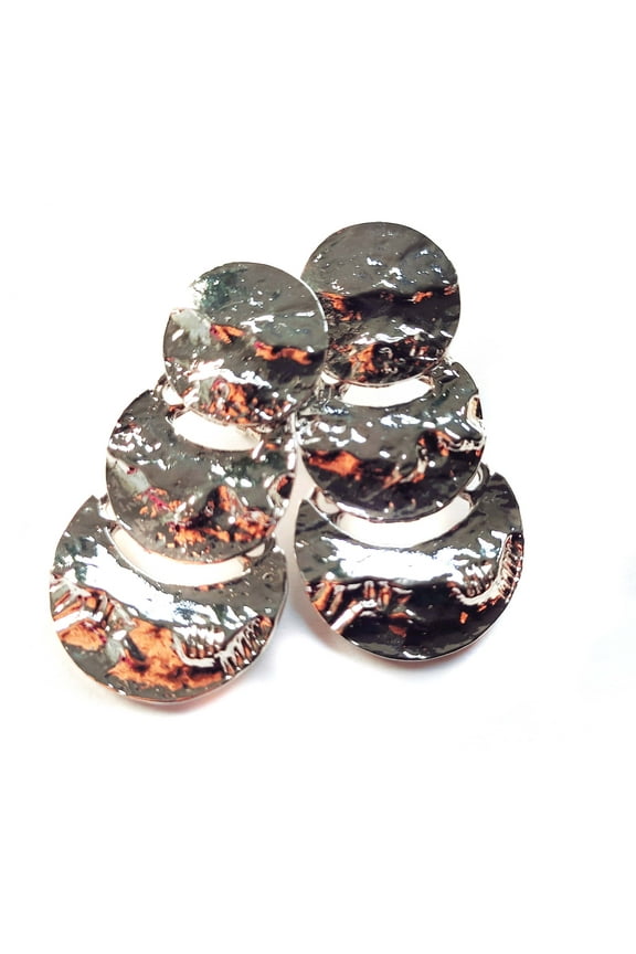 Clip-on Earrings Hammered Triple Layer Earrings Silver Tone 2 inch Long and 1.5 inch W