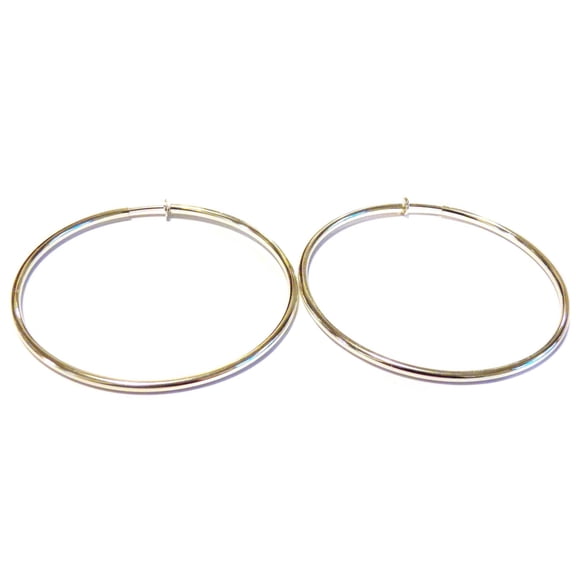 Clip-on Earrings Large Hoops Plated Hypo-allergenic Silver Tone 3 inch Hoops Non Pierced
