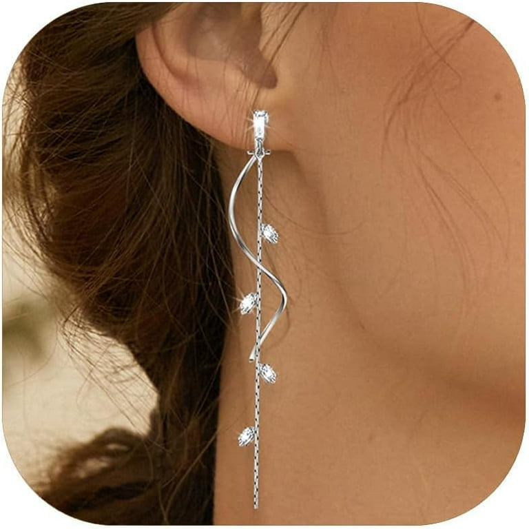 Clip on Earrings Non Pierced for Women Long Tassel Drop Dangle