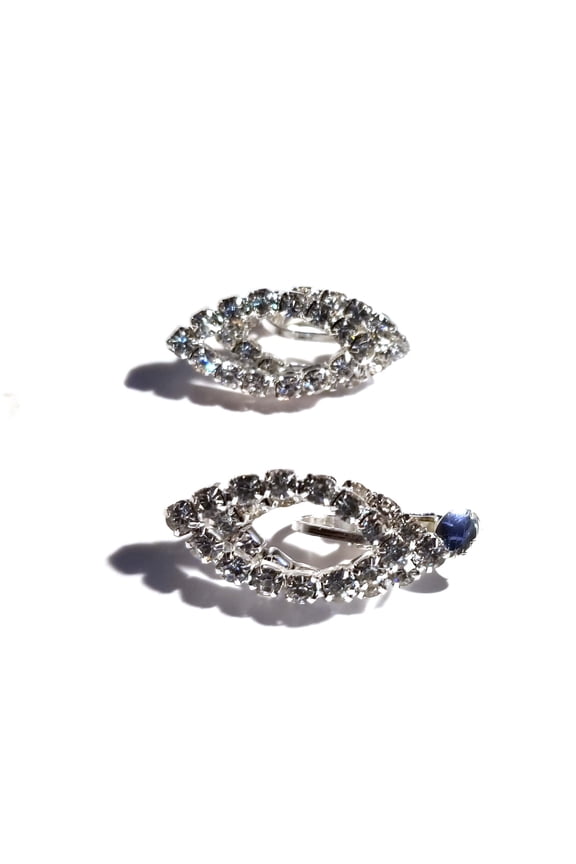 Clip-on Earrings Rhinestone Dangle Silver tone Crystal Earrings 1 inch