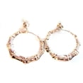 thumbnail image 1 of Clip-on Earrings Rose Gold Bamboo Hoop 2 inch Hoop Earrings Non Pierced, 1 of 2