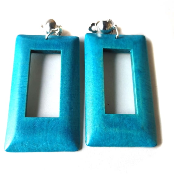 Clip-on Earrings Square Earrings Blue Non Pierced