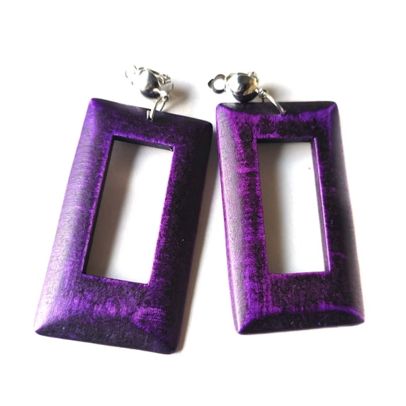 Clip-on Earrings Square Earrings Purple Non Pierced