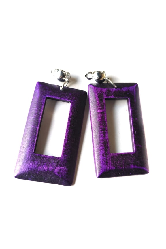 Clip-on Earrings Square Earrings Purple Non Pierced
