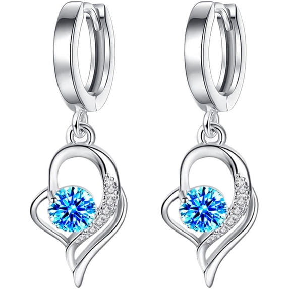 Clip on Earrings Women Hoop Heart Rhinestone Earrings Thin Dangle Elegant Rhinestone Earrings Water Drop Copper Earrings for Women (White, One Size)