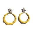 thumbnail image 1 of Clip-on Earrings Yellow Bamboo Hoop Earrings 3 inch Yellow Hoops, 1 of 2