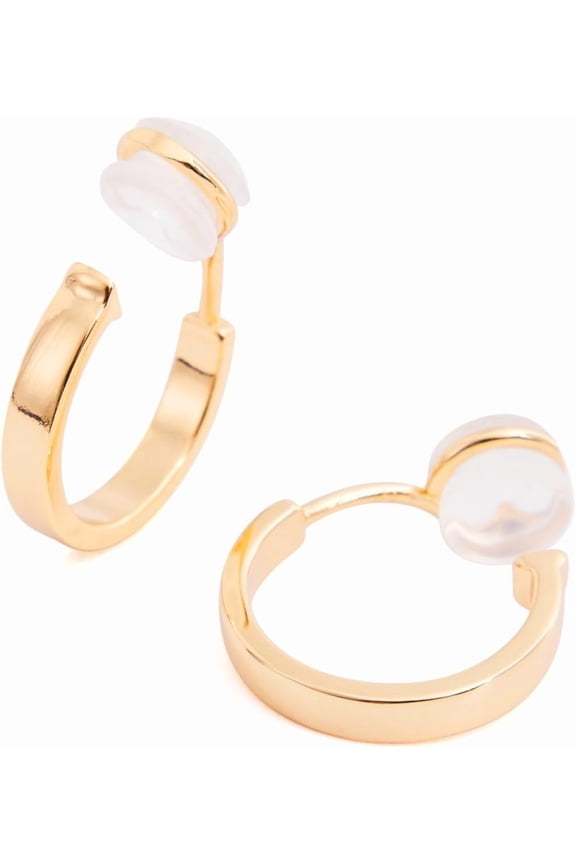 Clip on Earrings for Women, 14K Real Gold Plated Non Pierced Hoop, Style O4594
