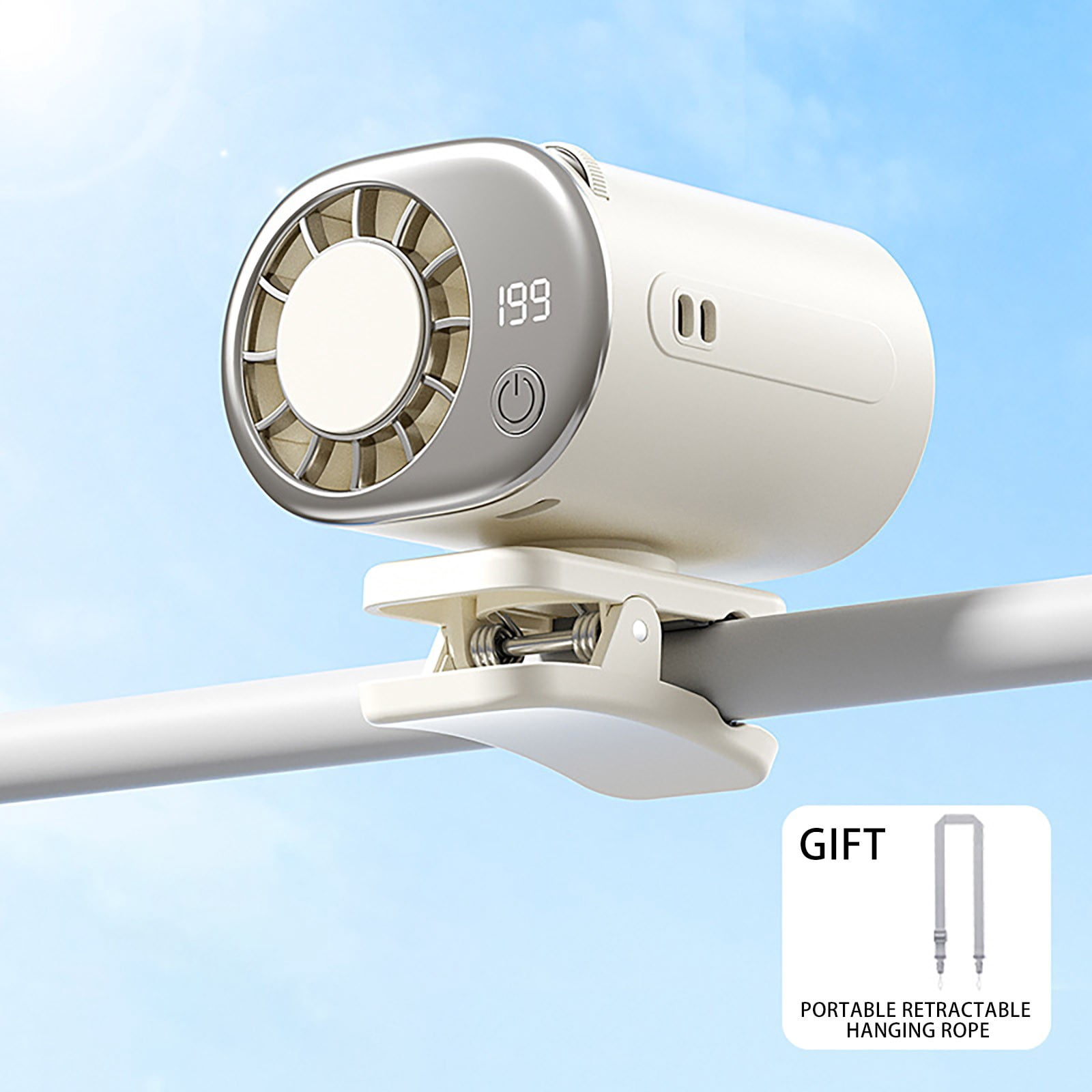 Clip on Fan with Digital Display, Rechargeable Portable Mini Fan, Usb-C, Ice Pack, for Car Office Travel Outdoor