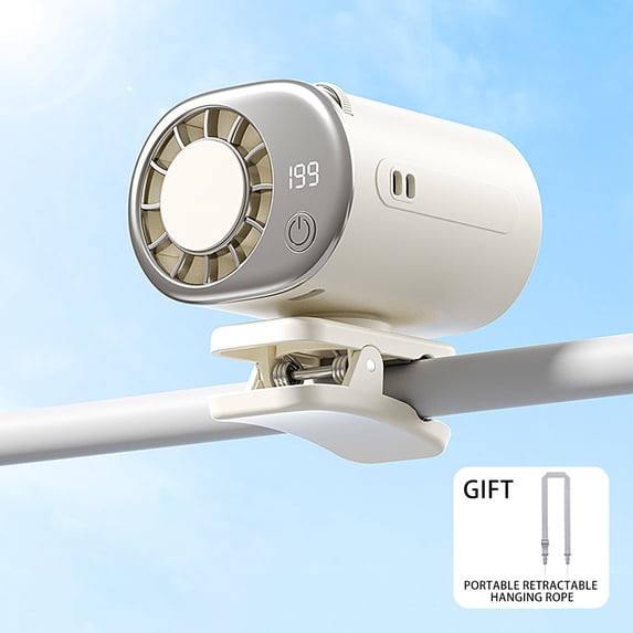 Clip on Fan with Digital Display, Rechargeable Portable Mini Fan, Usb-C, Ice Pack, for Car Office Travel Outdoor