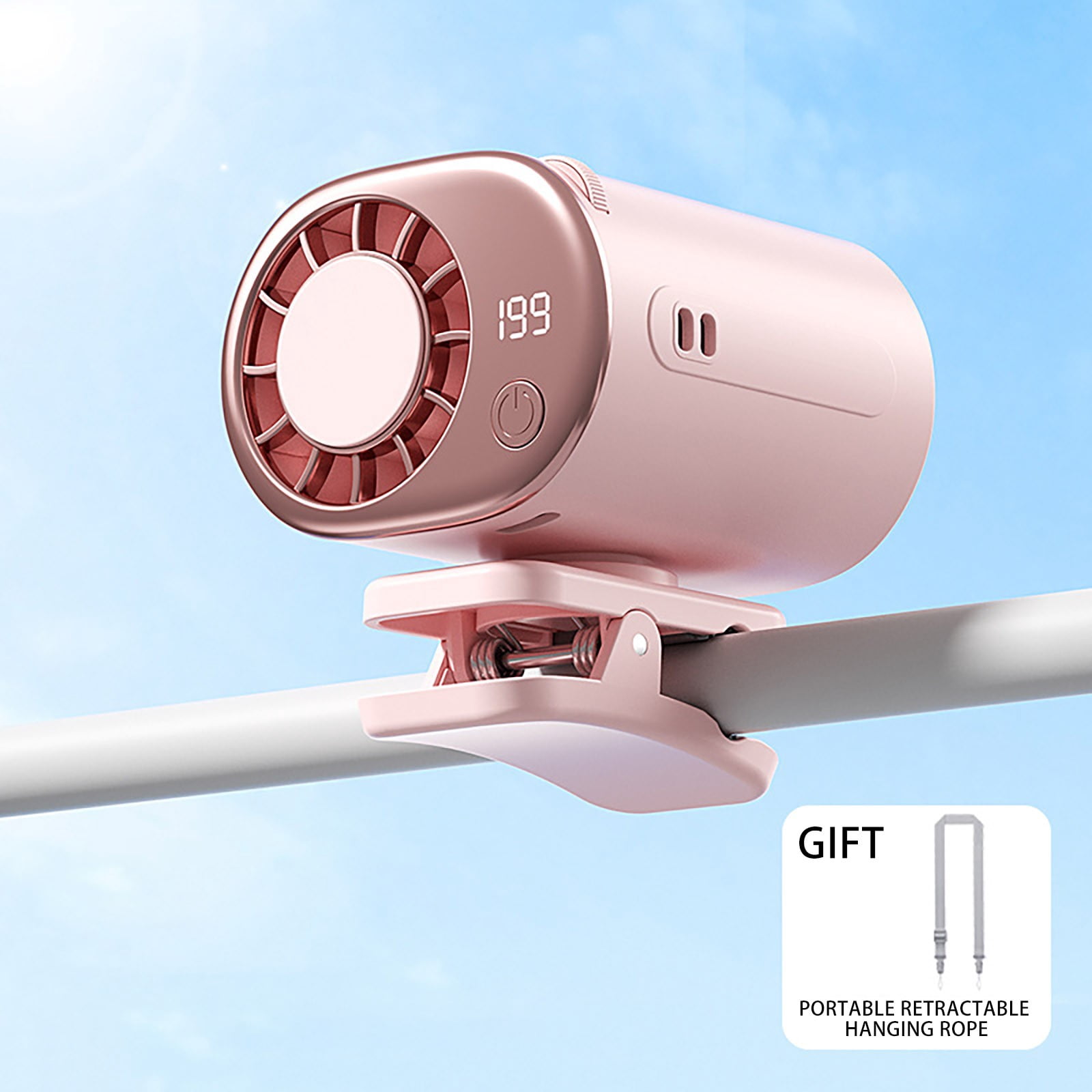Clip on Fan with Digital Display, Rechargeable Portable Mini Fan, Usb-C, Ice Pack, for Car Office Travel Outdoor