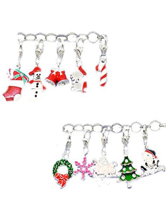 Clip on Five Random Christmas Charms for European Jewelry w/ Lobster Clasp