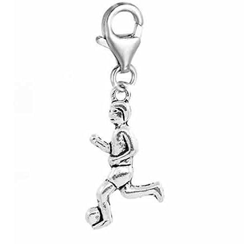 Clip on Football Player Charm Dangle Pendant for European Clip on Charm Jewelry with Lobster Clasp