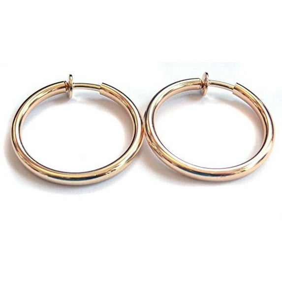 Clip-on Hoop Earrings 1 inch Gold Plated Clip Earrings Hypo-Allergenic