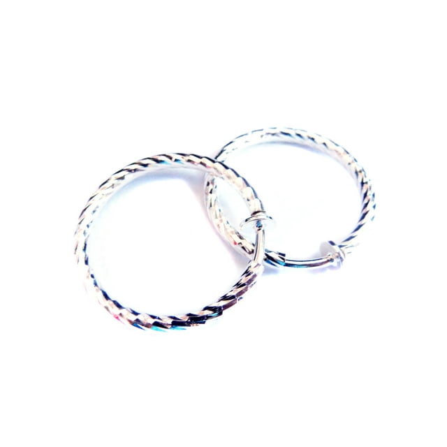 Clipon Hoop Earrings HypoAllergenic 1 inch Silver Plated Swirl Hoop