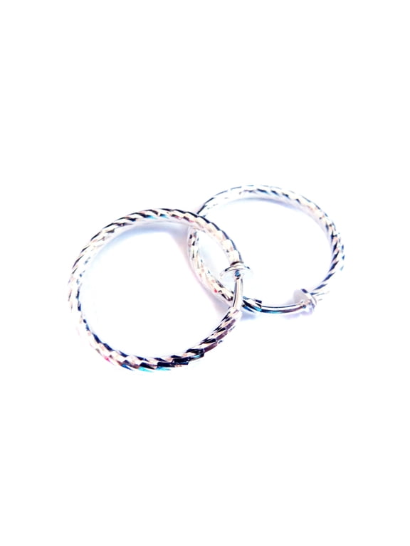 Clip-on Hoop Earrings Hypo-Allergenic 1 inch Silver Plated Swirl Hoop Earrings
