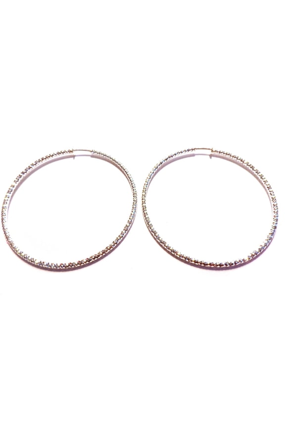Clip-on Hoop Earrings Large 3 inch Hoop Earrings Textured Silver Hoops Non Pierced Spring Hoops