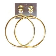 DIVAS DIGGABLES Clip-on Hoop Earrings Large Thick Gold Tone Hoop Earrings 3 inch