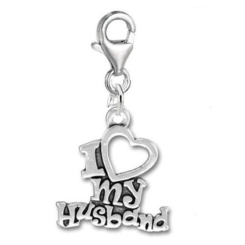 Clip on I Love My Husband Dangle Pendant for European Clip on Charm Jewelry w/ Lobster Clasp