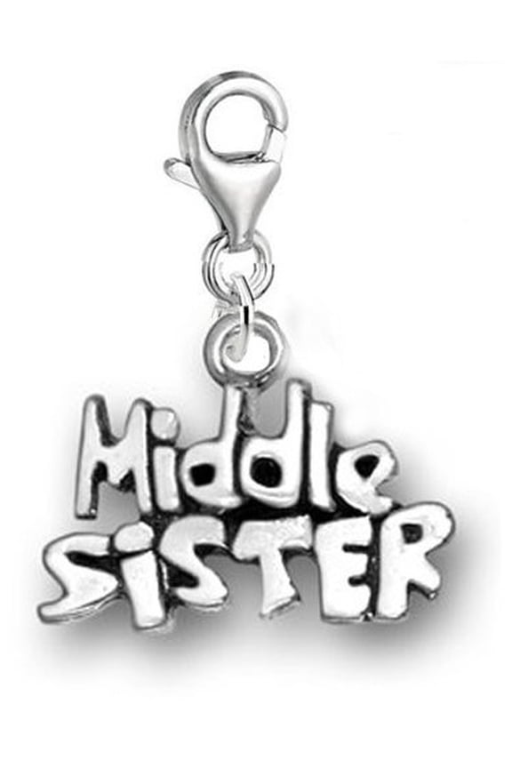 Clip on Middle Sister Charm for European Clip on Charm Jewelry w/ Lobster Clasp