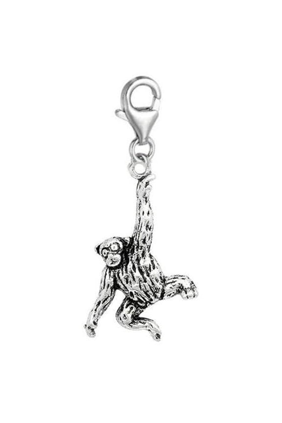 Clip on Monkey Charm Dangle Pendant for European Clip on Charm Jewelry with Lobster Clasp