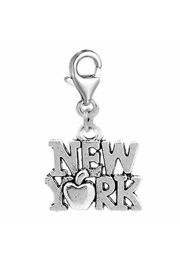 Clip-on New York Charm Pendant for European Clip on Charm Jewelry w/ Lobster Clasp