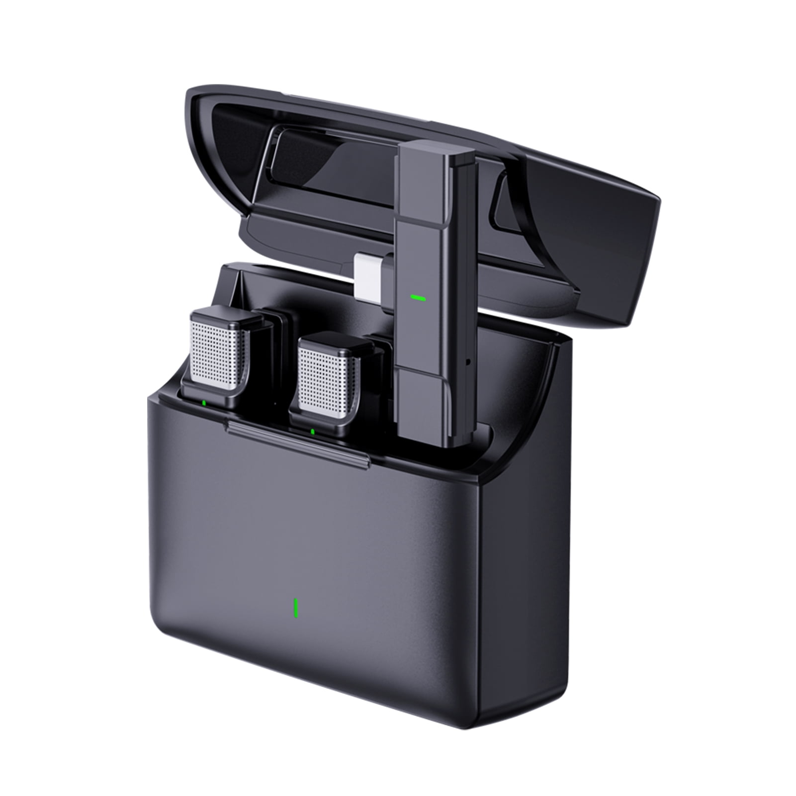 Clip-on One Trigger Two 2.4G Wireless Microphone System Clip On Microphone For Phone Omnidirectional Mini Lapel Mic Auto Pairing Intelligent Noise Cancellation 100M Transmit Range