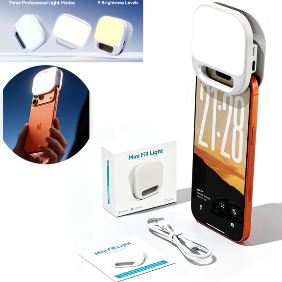 Clip on Ring Light, Portable Selfie Light ,Rechargeable LED Selfie Ring Light for Phone, Laptop, Tablet (9Light Modes, 3 Level Brightness)