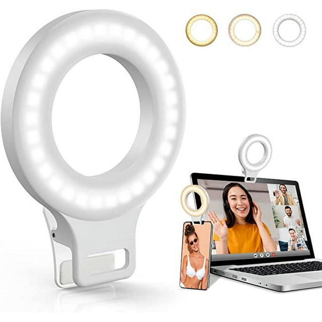 Clip on Ring Light,Rechargeable 60 LED Selfie Ring Light for Phone, Laptop, Tablet ( 3 Models, 5
