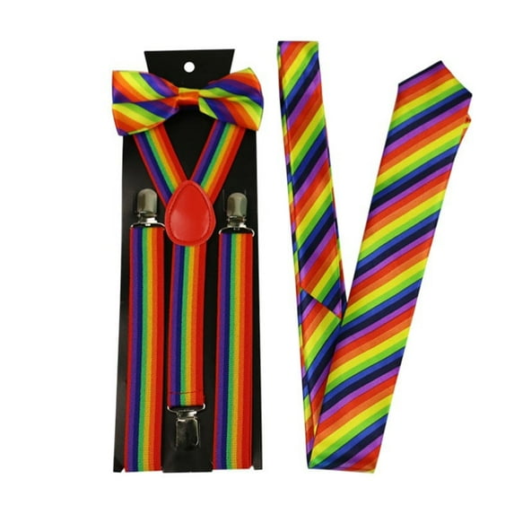 Clip on Suspenders Striped Necktie for Teen Girl Elegant Banquets Necktie Suit Teen Woman Multiple Functional Necktie