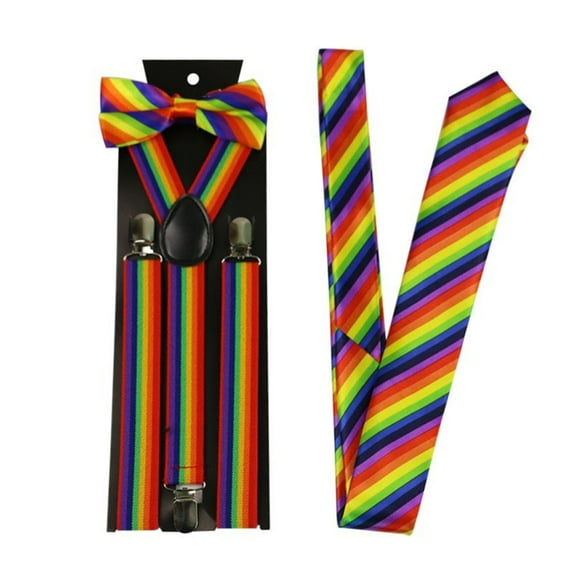 Clip on Suspenders Striped Necktie for Teen Girl Elegant Banquets Necktie Suit Teen Woman Multiple Functional Necktie