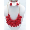 thumbnail image 1 of Clip on gold chain and red teardrop bead necklace and earring set, 1 of 4