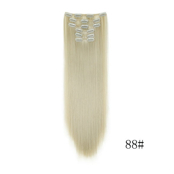 Clip on straight hair extensions 6-piece set seamless soft length 24 inches
