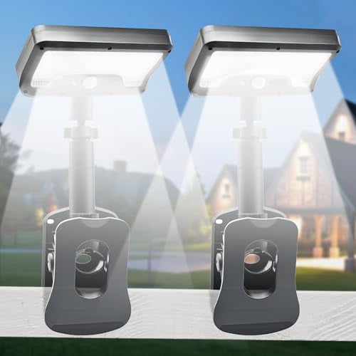 Clip On sOLAR mOTION lIGHTS oUTDOOR, mOTION sENSOR oUTDOOR lIGHTS WITH 92 ledS, 360rOTATABLE aDJUSTABLE sOLAR fENCE lIGHTS (600 lm,6000 k), wATERPROOF sECURITY lIGHT FOR dECK,gUTTER,cAMPING (2 pACK)