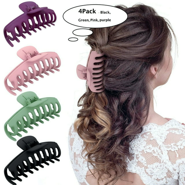 ClipCouture Big Hair 4” Large Claw Clips 4 inch Nonslip Hair Clips 4