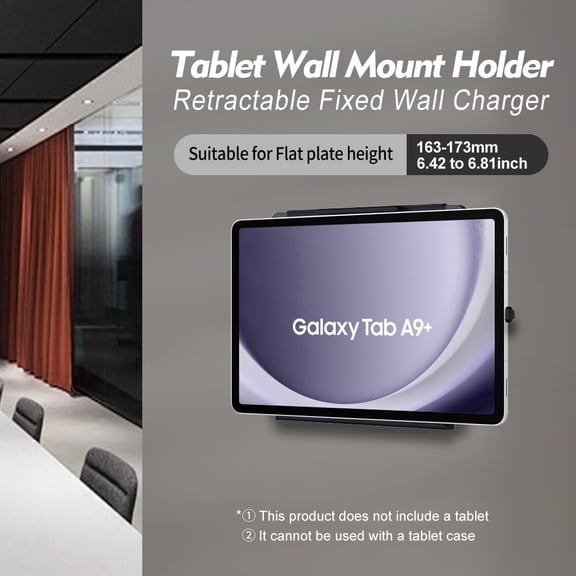 EMONITA ClipDock Wall Mount with Charger for Galaxy Tab A/S Model and Fire Height 6.42-6.8 Inch, Anti-Theft