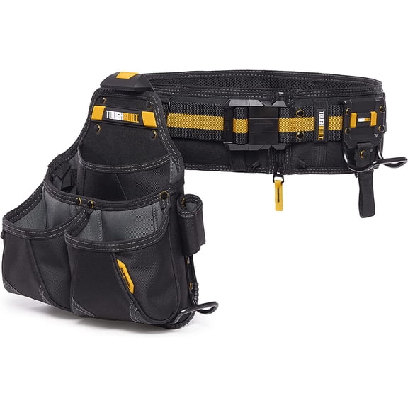 ClipTech Series  3-Piece Pro Framer Tool Belt Set, ClipTech Modular System with 2 Professional Pouches and Padded Belt, 1680D Heavy-Duty Construction