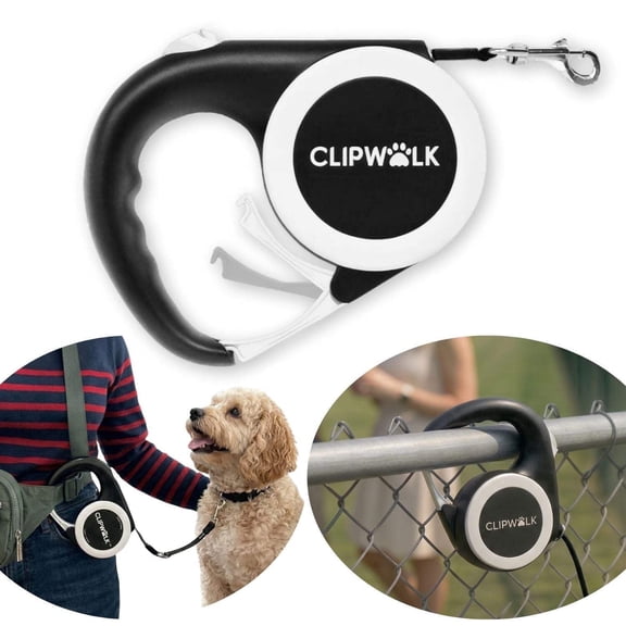 ClipWalk™ – Carabiner-Handle Retractable Hands-Free Dog Leash