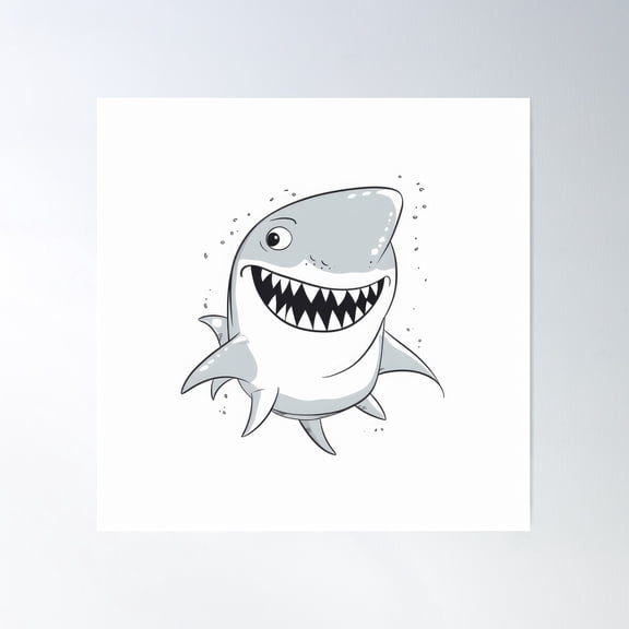 Clipart Of Shark Poster Wall Art, Modern Wall Decor For Living Room Bedroom, 30x30 UNFRAMED
