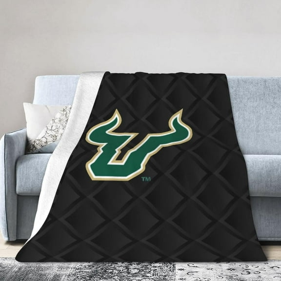 Clipart USF Bulls Logo Fleece Blanket, Very Soft Microfiber Flannel Blanket for Couch Warm and Cozy for All Seasons